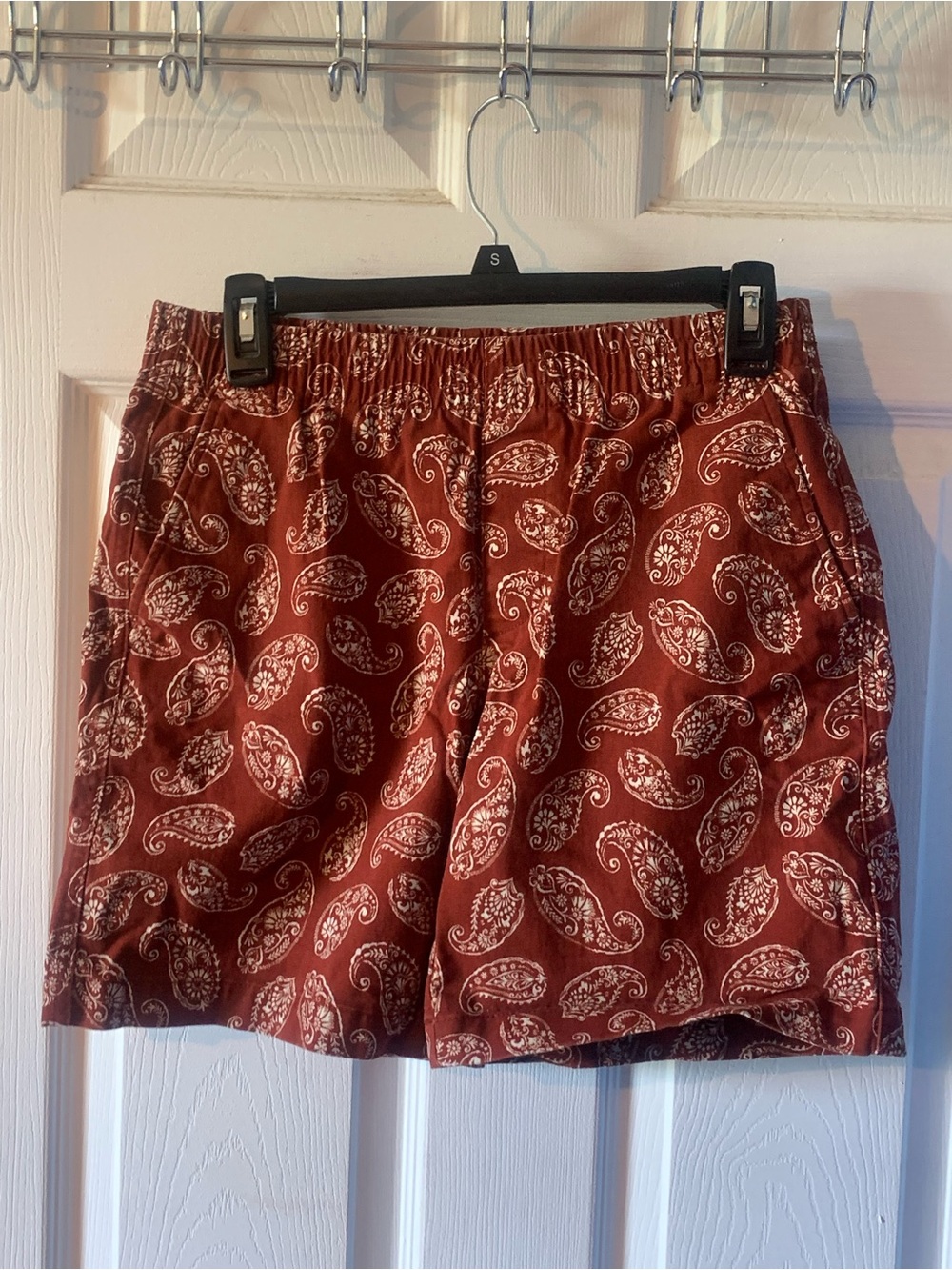 Lands' End Rust Paisley Pull-On Athletic Shorts